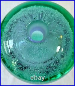 VTG Mint Green Sea Foam Tiny Bubbles Submerged Art Heavy Glass Perfume Bottle
