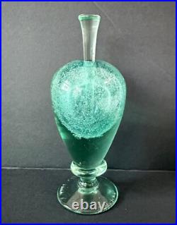 VTG Mint Green Sea Foam Tiny Bubbles Submerged Art Heavy Glass Perfume Bottle