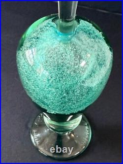 VTG Mint Green Sea Foam Tiny Bubbles Submerged Art Heavy Glass Perfume Bottle