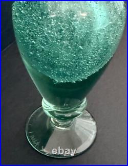 VTG Mint Green Sea Foam Tiny Bubbles Submerged Art Heavy Glass Perfume Bottle