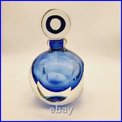 VTG Murano Sommerso Cobalt Blue Perfume Bottle, Faceted withBull's Eye Stopper