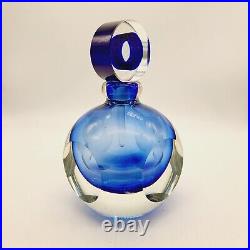 VTG Murano Sommerso Cobalt Blue Perfume Bottle, Faceted withBull's Eye Stopper