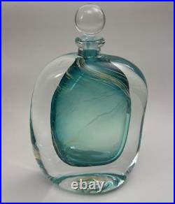 VTG Murano Style Perfume Bottle Decanter Heavy Hand Blown Swirl Art Glass