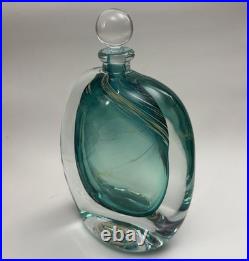 VTG Murano Style Perfume Bottle Decanter Heavy Hand Blown Swirl Art Glass