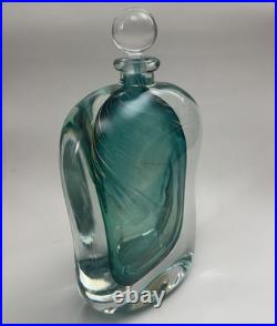 VTG Murano Style Perfume Bottle Decanter Heavy Hand Blown Swirl Art Glass
