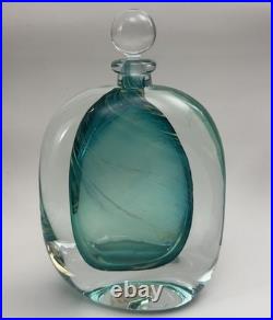 VTG Murano Style Perfume Bottle Decanter Heavy Hand Blown Swirl Art Glass