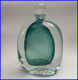 VTG Murano Style Perfume Bottle Decanter Heavy Hand Blown Swirl Art Glass