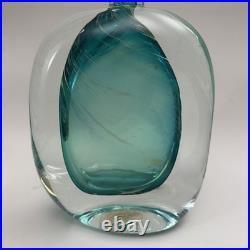 VTG Murano Style Perfume Bottle Decanter Heavy Hand Blown Swirl Art Glass