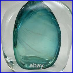 VTG Murano Style Perfume Bottle Decanter Heavy Hand Blown Swirl Art Glass