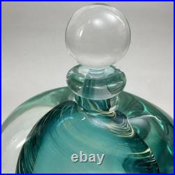 VTG Murano Style Perfume Bottle Decanter Heavy Hand Blown Swirl Art Glass
