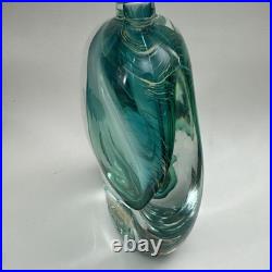 VTG Murano Style Perfume Bottle Decanter Heavy Hand Blown Swirl Art Glass