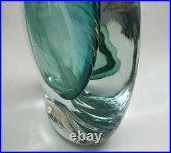 VTG Murano Style Perfume Bottle Decanter Heavy Hand Blown Swirl Art Glass
