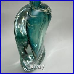 VTG Murano Style Perfume Bottle Decanter Heavy Hand Blown Swirl Art Glass