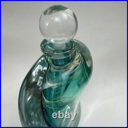 VTG Murano Style Perfume Bottle Decanter Heavy Hand Blown Swirl Art Glass
