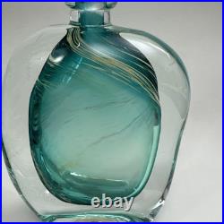 VTG Murano Style Perfume Bottle Decanter Heavy Hand Blown Swirl Art Glass