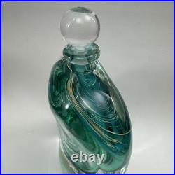 VTG Murano Style Perfume Bottle Decanter Heavy Hand Blown Swirl Art Glass