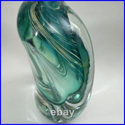 VTG Murano Style Perfume Bottle Decanter Heavy Hand Blown Swirl Art Glass
