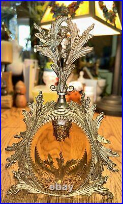 VTG ORMOLU FILIGREE withCHERUB DOVE HOLLYWOOD REGENCY (24k Plated) PERFUME BOTTLE