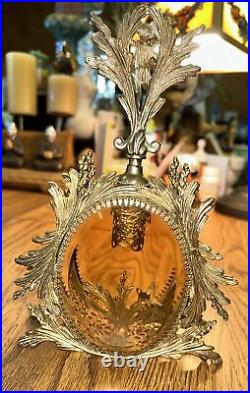 VTG ORMOLU FILIGREE withCHERUB DOVE HOLLYWOOD REGENCY (24k Plated) PERFUME BOTTLE