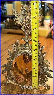 VTG ORMOLU FILIGREE withCHERUB DOVE HOLLYWOOD REGENCY (24k Plated) PERFUME BOTTLE