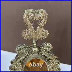 VTG PAIR Perfume Bottle Gold Ormolu Filigree Amber Lucite Hollywood Regency