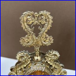 VTG PAIR Perfume Bottle Gold Ormolu Filigree Amber Lucite Hollywood Regency