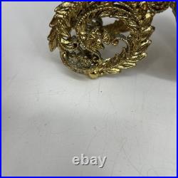 VTG PAIR Perfume Bottle Gold Ormolu Filigree Amber Lucite Hollywood Regency