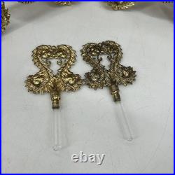 VTG PAIR Perfume Bottle Gold Ormolu Filigree Amber Lucite Hollywood Regency