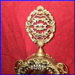 VTG Perfume Bottles Gold Ormolu Filigree Amber/ Pink Glass Windows Rose Flower