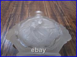 VTG Pressed Glass Perfume Bottle Girl Deer Uranium Glass Candy Bar Stopper RARE