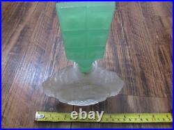 VTG Pressed Glass Perfume Bottle Girl Deer Uranium Glass Candy Bar Stopper RARE