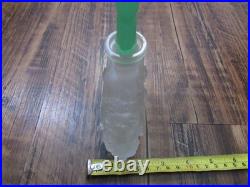 VTG Pressed Glass Perfume Bottle Girl Deer Uranium Glass Candy Bar Stopper RARE