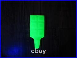 VTG Pressed Glass Perfume Bottle Girl Deer Uranium Glass Candy Bar Stopper RARE