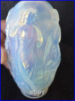 VTG Sabino Gaite Opalescent Art Glass Perfume Bottle Nude Nymphs France Art Deco VTG Sabino Gaite Opalescent Art Glass Perfume Bottle Nude Nymphs France Art Deco