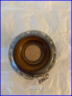 VTG Silver Overlay handblown Italian Nasco Cologne Bottle withCork Lid Art DECO