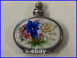 VTG Sterling Silver/Enamel Perfume Bottle WithFlowers