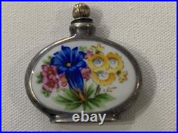 VTG Sterling Silver/Enamel Perfume Bottle WithFlowers