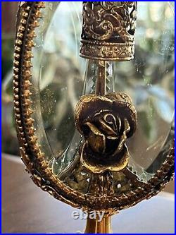 VTG Stylebuilt Perfume Bottle Refillable Glass Gold Rose Hollywood Regency Nice