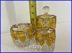 VTG Val Saint Lambert Crystal Perfume Bottles and Trinket Jars Vanity