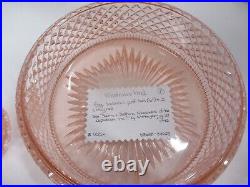 VTG Westmoreland English Hobnail Pink Glass Vanity Puff Box, Two Perfume Bottles