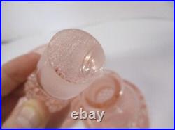 VTG Westmoreland English Hobnail Pink Glass Vanity Puff Box, Two Perfume Bottles