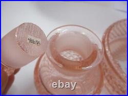 VTG Westmoreland English Hobnail Pink Glass Vanity Puff Box, Two Perfume Bottles