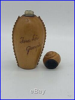 Very Rare Vintage 1930'/40's Gump's Fern Lei Wooden Hawaiian Perfume Bottle