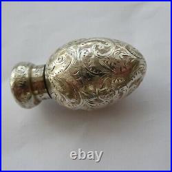 Victorian Chased Hm Silver Tiny Egg Shape Perfume Bottle Hm Birm 1887 By C May