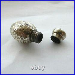 Victorian Chased Hm Silver Tiny Egg Shape Perfume Bottle Hm Birm 1887 By C May