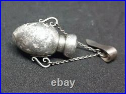 Victorian Chased Silver Egg Shaped Chatelain Scent Bottle Charles May 1889