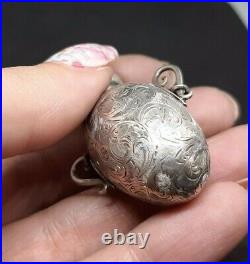 Victorian Chased Silver Egg Shaped Chatelain Scent Bottle Charles May 1889