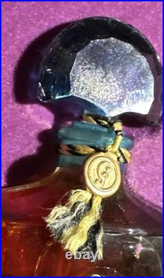 Vint Guerlain Shalimar Extrait 1/2 Oz Fan Bottle velvet Box c1950s Paris sealed