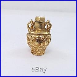 Vintage 14K Gold Ornate Perfume Bottle Jug Opens Charm Pendant 6.5Gr