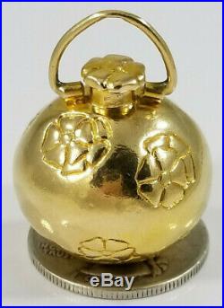 Vintage 14K Gold PERFUME Bottle VESSEL BALL Charm 16grams